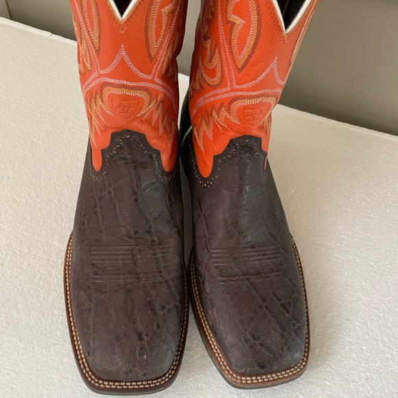 Ariat Western Cowboy Boots Brown Orange - Picture 7 of 12